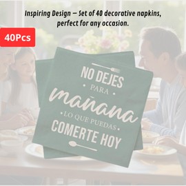 Andinus Servietten, 40 Stück, 33 x 33 cm, inspirierender Spruch – perfekt für Partys, Veranstaltungen und den täglichen Gebrauch