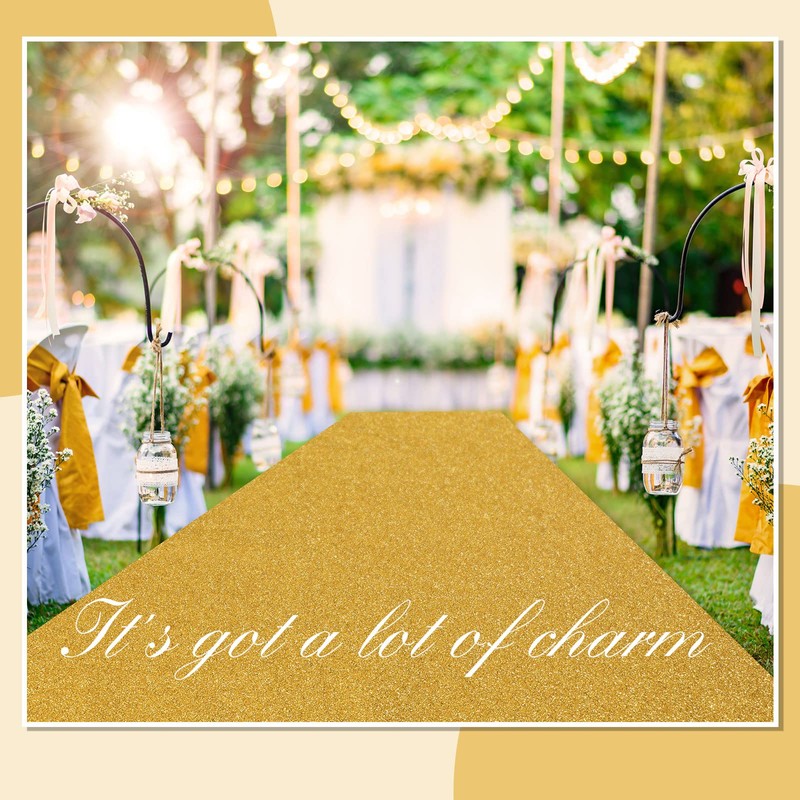 Shihanee Sequin Aisle Runner for Wedding Glitter Rug with Carpet