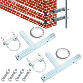 Blulu Chimney Antenna Mounting Kit Includes 1.25”-2" Antenna Mast and Two 17" Galvanized Steel Straps for TV Outside Home