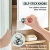 CcHhyyt 4 Pack Self-Stick Knobs Brushed Nickel Self-Adhesive Drawer Knobs