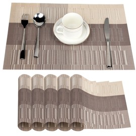 Fontic Set of 6 Place Mats 30 x 45 cm Non-Slip Washable Table Mats PVC Tear-Resistant Heat Resistant Place Mats for Kitchen