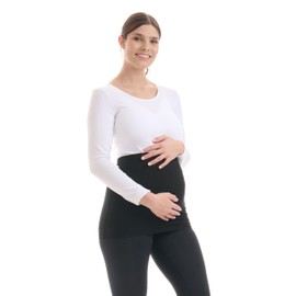 Herzmutter Belly Band Tube Kidney Warmer - Set of 2 - Cotton - Pregnancy Maternity Fashion - Back Warmer Shirt Extension - 6300, Black.