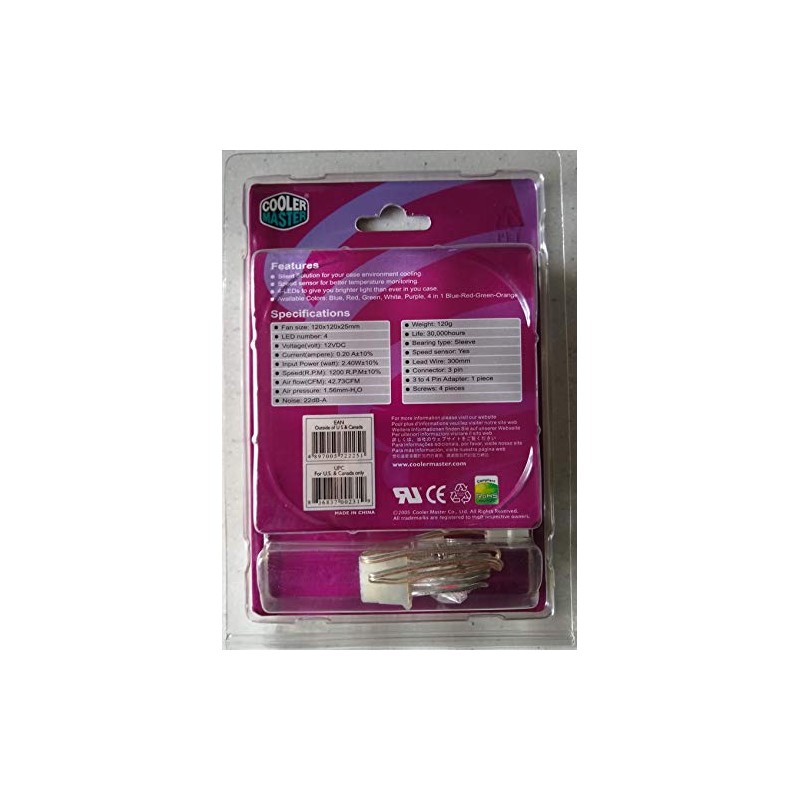Cooler Master 120mm Purple Case Fan (8.4" L x 4.72"