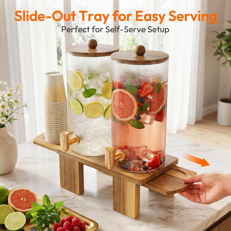1.5 Gallon Drink Dispenser for Parties (2 Pack) Glass Beverage