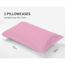 One Extender Pack of 4 100% Poly Cotton Housewife Pillow Case/Cover Soft Plain Dyed For Bedroom Pillowcase Pair (Pink)