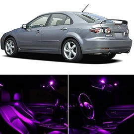 LEDpartsNow Interior LED Lights Replacement for Mazda 6 2003-2008 FUCHSIA Purple Accessories Package Kit (8 Pieces)
