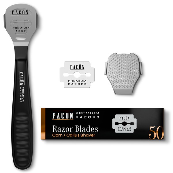 Facón Professional Callus Shaver Remover with 50 Blades, Pedicure Razor