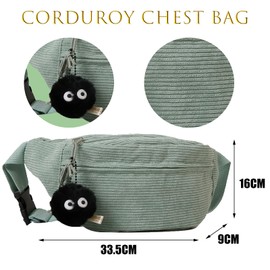 TYXHXTF Waist Pack, Fashionable Bum Bag with Adjustable Belt, Fanny Pack for Women Men, Corduroy Solid Color Chest Bag for Daily Use Travel Sports Running Hiking (Green)