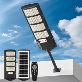 JOISTOON Solar Street Light Outdoor Waterproof, Motion Sensor Solar Powered Light, Dusk to Dawn LED Solar Parking Lot Flood Light for Outside, Yard, Garden, Path-1PC