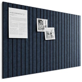 Bumusty Large Cork Board Alternative-36 x 24" Felt Bulletin Board Tiles, with 30 Pushpins, 40 Adhesive Tabs, 6-Pack Slat Wall Paneling, Cork Boards for Office Push Pin Board-Deep Charcoal Blue