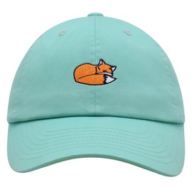 JPAK Fox Premium Dad Hat Embroidered Cotton Baseball Cap Sleepy Animal Mint