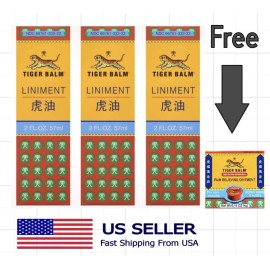 Tiger balm liniment oil 2oz 3 Bottles With Free Travel Size Ointment