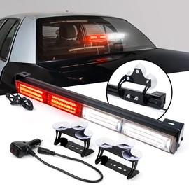 Xprite 18" COB LED Traffic Advisor Strobe Lights Bar 21 Flashing Patterns, Hazard Warning Fire Firefighter Directional Lightbar for Emergency Vehicles Volunteer Law Enforcement Trucks White & Red