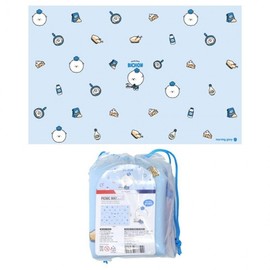Bonjour Bichon Plush Mini Picnic Mat for 1 Person (Blue)