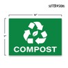 Compost Stickers, Self Adhesive Weatherproof Vinyl Stickers, Green, 7" x