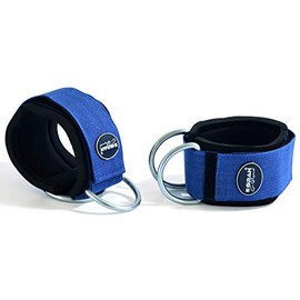 EMRAH Ankle Straps for Cable Machines D-Ring Padded Ankle Cuffs for Gym, Kickback Exercise, Leg and Glutes Training Workout Cable Pulley Equipment for Men and Women, Detachable (Blue, Pair)