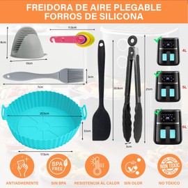 KIROGILY Silicona para Freidora de Aire, Accesorios para Freidora de Aire de 11 PCS que Incluye Cinco Air Fryer Silicon Redondo y Moldes para Freidora de Aire, Moldes de Silicona