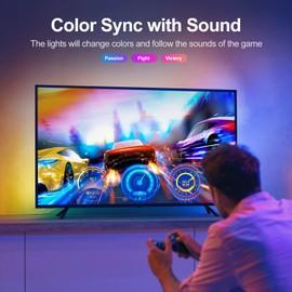 TK99SW TV LED Strip, 3.28ft Smart RGB LED Lights for 24-32 Inch TVs, Music Sync Bluetooth App & Remote Control, USB-Powered for Gaming, Bedroom, PC, Home Theater