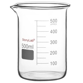 stonylab Glass Beaker, 1 Pack Borosilicate Glass Graduated Low Form Griffin Beaker with Pouring Spout Lab Beaker, 500 ml