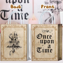 YanZonic Once Upon a Time Birthday Decorations Bags - 16pcs Fairytale Book Party Favor Bags for Once Upon a Time Baby Shower Decorations, Princess Fairytale Party Decorations, Fairytale Party Favors