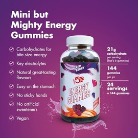 HIGH5 Energy Gummies - 144x Quick Release Carbohydrate Supplements for Running, Cycling, Endurance - Natural Vegan Energy Chews with Electrolytes & Vitamin B6-22g Carb per Serving (Mixed Berry)