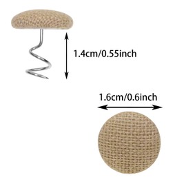 Mini Skater Small Linen Fabric Covered Button Upholstery Twist Pins Classy Bed Skirt Pins for Slipcovers Headliners Fixed, Pack of 12 (Light Khaki)