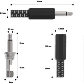 RUNCCI-YUN 40-Pack TS Mono Male Plug 1/8" 3.5mm Solder Type DIY Audio Cable Connector