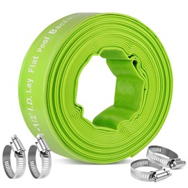 Boltigen 1-1/2'' Pool Backwash Hose, 50 Feet Heavy Duty PVC Pool Drain Hose with Clamps, Lay Flat Water Discharge Filter Pump Hose for Swimming pools, High Pressure Pool Pump Hose