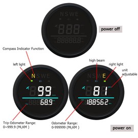 85mm Digital Speedometer Car GPS Speed Gauge Odometer Tripmeter GPS Type 0-999 KM/H MPH with Turn Light High Beam 9-32VDC Waterproof for Car Motorbike Truck (White)