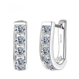 Moissanite Creole Earrings Liara 3 mm 0.10 ct, Sterling Silver Moissanite Sterling silver