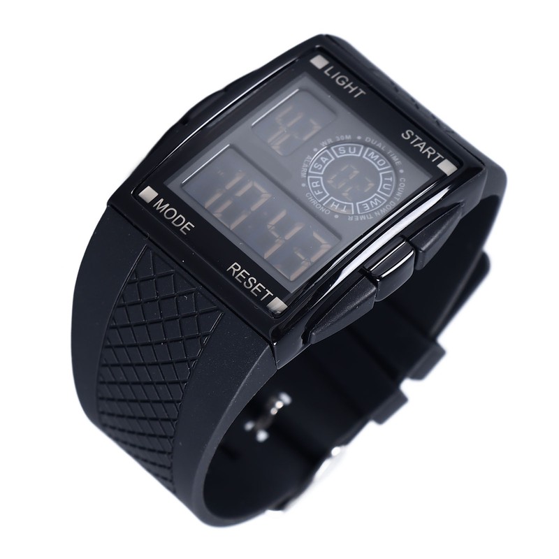 Digital Sport Watch Waterproof Stopwatch PU Leather Strap LED Luminous