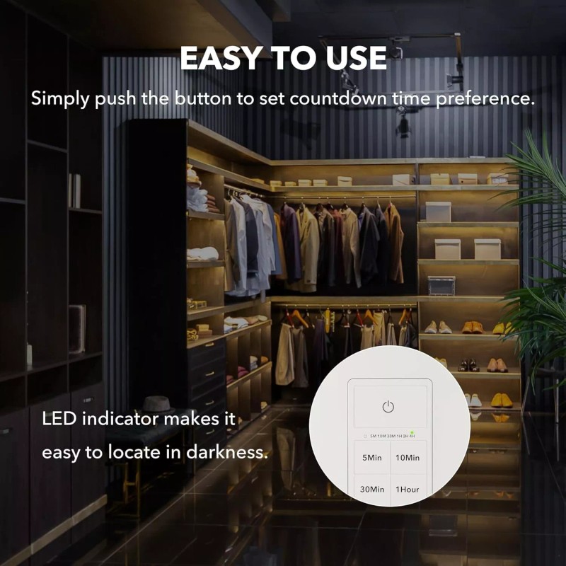 BN-LINK Countdown Timer Switch for Exhaust Fan, Bathroom Fan Light