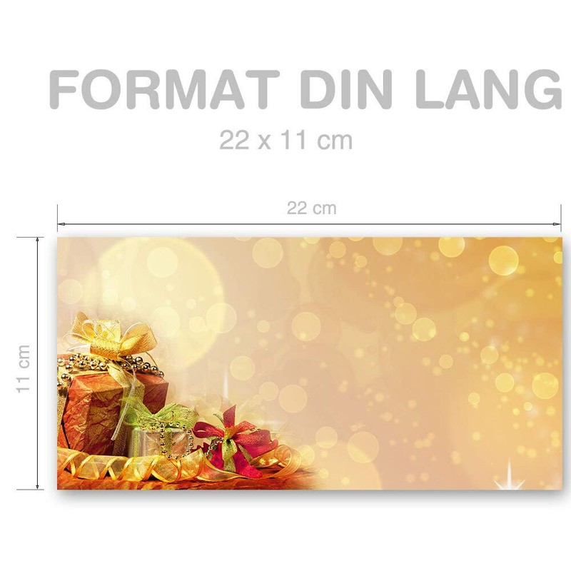 10 envelopes (windowless) Christmas, Christmas Gifts DIN Long (220x110 mm)