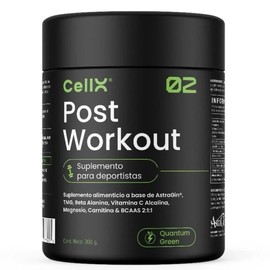 CELLX  Post Workout Suplemento Deportivo con BCAAs 211, Beta Alanina, Carnitina, Magnesio, Zinc y AstraGin  300 g (Manzana verde)                     
