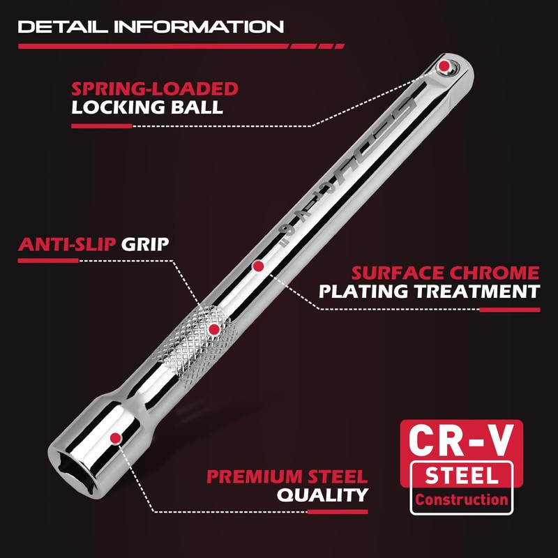 4-Piece 3/8" Drive Socket Extension Bar Set, Professional Socket Extension