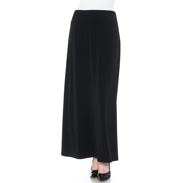 LEEBE Women's Plus Size Printed Maxi Skirt (1X-5X) (Black 3X)