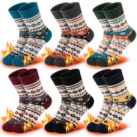 Comfoex Kids Wool Socks Warm Thick Thermal Cozy Soft Crew Socks for Boys 4-10 Years Old 6 Pairs