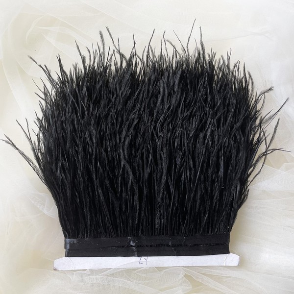 34 Colours Quality Ostrich Feather Trimming Fringe for Millinery Craft Dress Making (Black)…