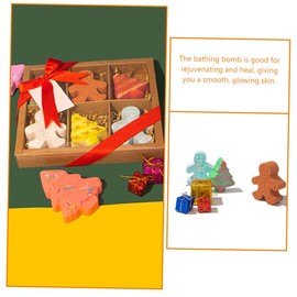 SAFIGLE 6pcs Christmas Gingerbread Man Bath Salt Balls with Essential Oils Natural Aromatherapy Bathing Set for Adults Relaxing Bubble Shower Soak Soothing Foot Care