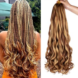 Mscat 22 Inch 8 Packs Pre Stretched French Curly Braiding Hair Loose Wave Bouncy Hair Extensions 27M30#