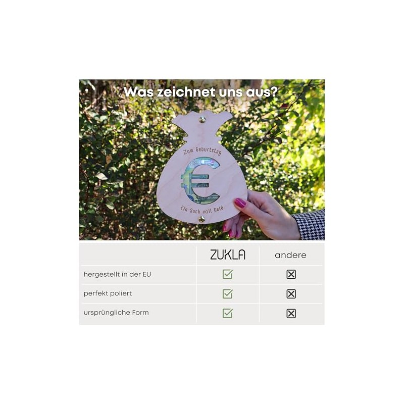 ZUKLA¬Æ Verpackung f√ºr Geldgeschenke Geburtstag, Weihnachten - Geldgeschenk Verpackung Holz