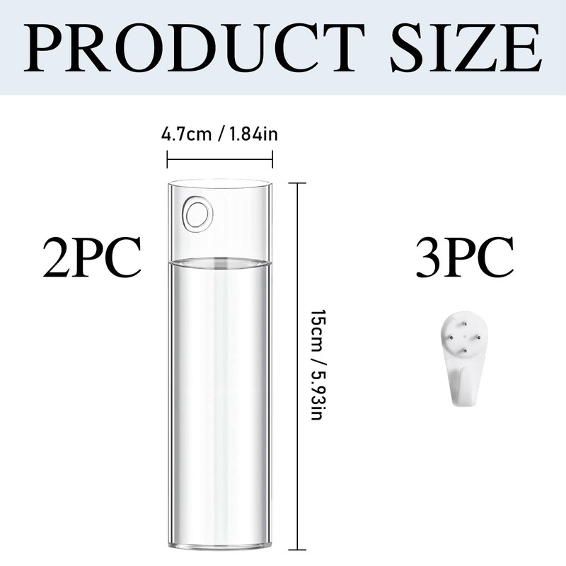 2 Pack Wall Hanging Glass Planters 1.85x5.9 Inch High Borosilicate