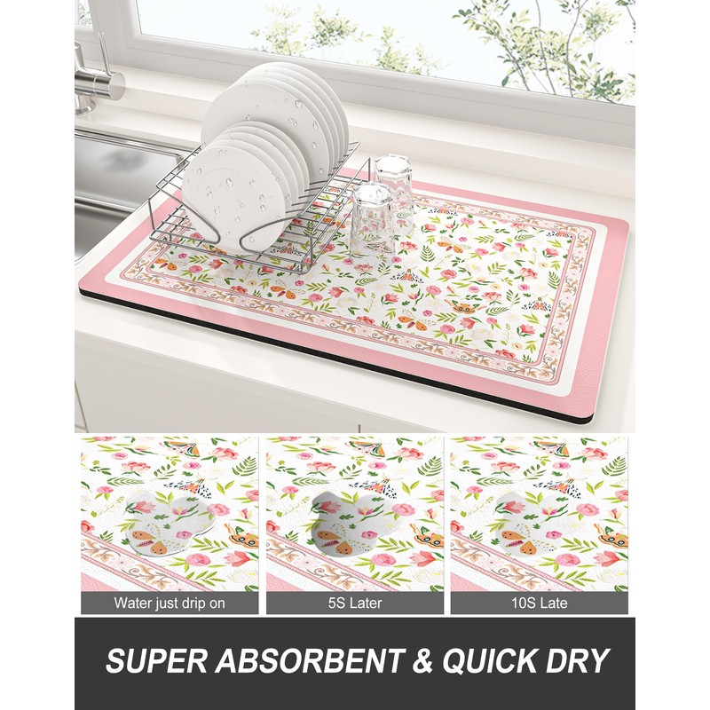 Rnivvi Dish Drying Mat for Kitchen Counter, 12 x 19"