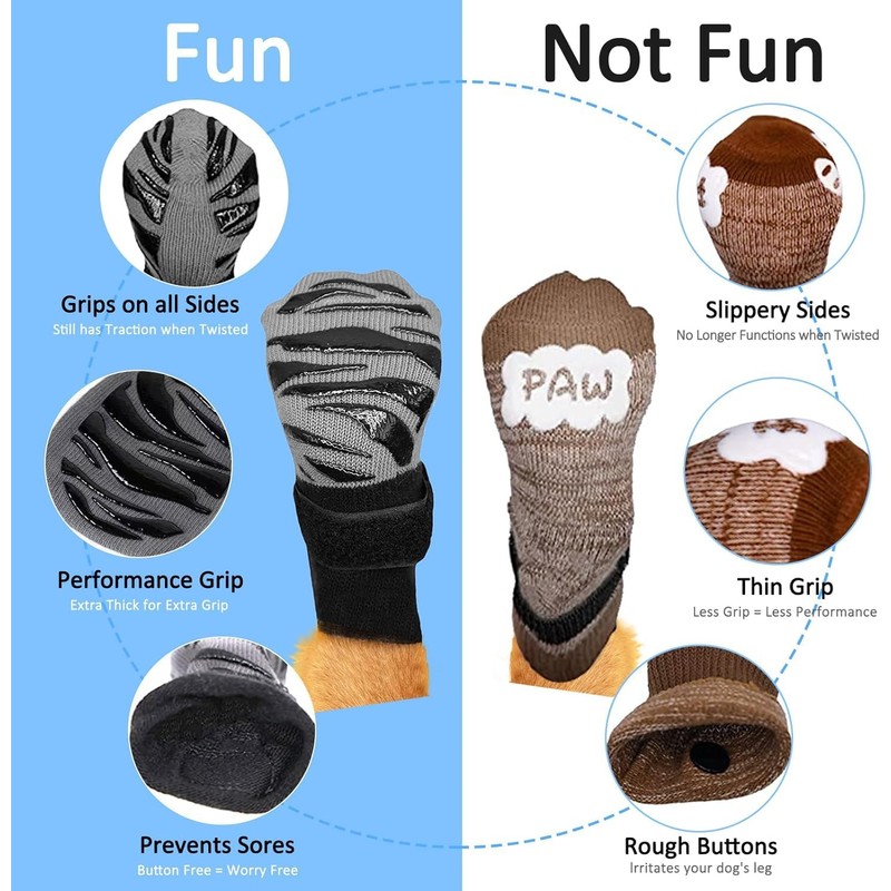 Hcpet Anti-Slip Dog Socks - Premium Non-Slip for Hardwood Floors,