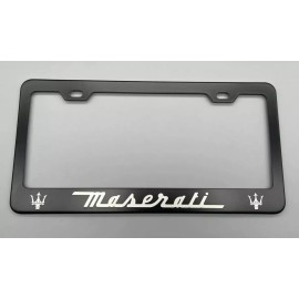 FP Maserati Black  License Plate Frame Stainless Steel with Laser Engraved