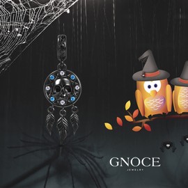 GNOCE Skull Dreamcatcher Pendant Dangle Charm 925 Sterling Silver Jewellery Gift for Women Girls Daughter Fit Snake Chain Bracelets / Necklace, Silver