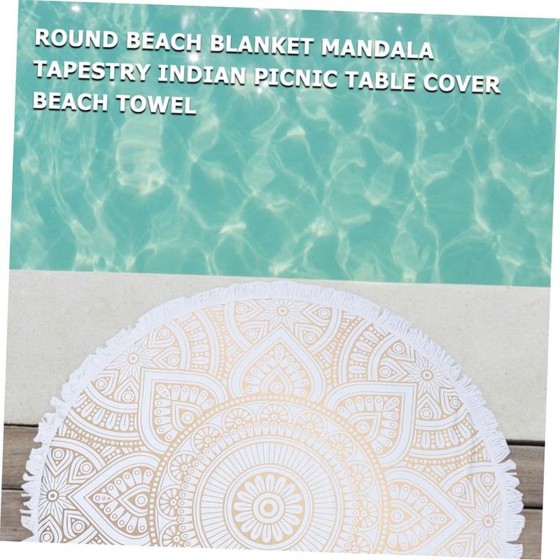 CAXUSD Large Bath Towel Microfiber Beach Towel Mandala Round Tapestry