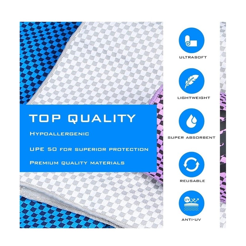 Grounded Sport Lightweight Microfiber Cooling Towel 3-Pack | 12" x