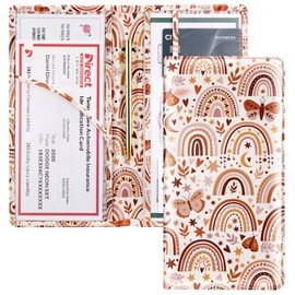 Mymazn Car Registration and Insurance Holder, Girly Car Accessories for Women, PU Leather Glove Box Organizer with Magnetic Closure for Cards, Driver's License & Other Automotive Documents (Butterfly)