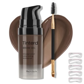 3D Eyebrow Gel Kit With Brush【Smudge-proof】【Waterproof】【Long Lasting】Eyebrow Gel With Eyebrow Stencils for Shaping，＃02 Dark Brown